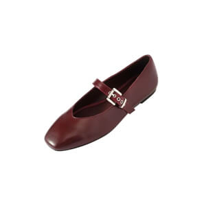 Mint Velvet Bea Burgundy Leather Ballet Flats